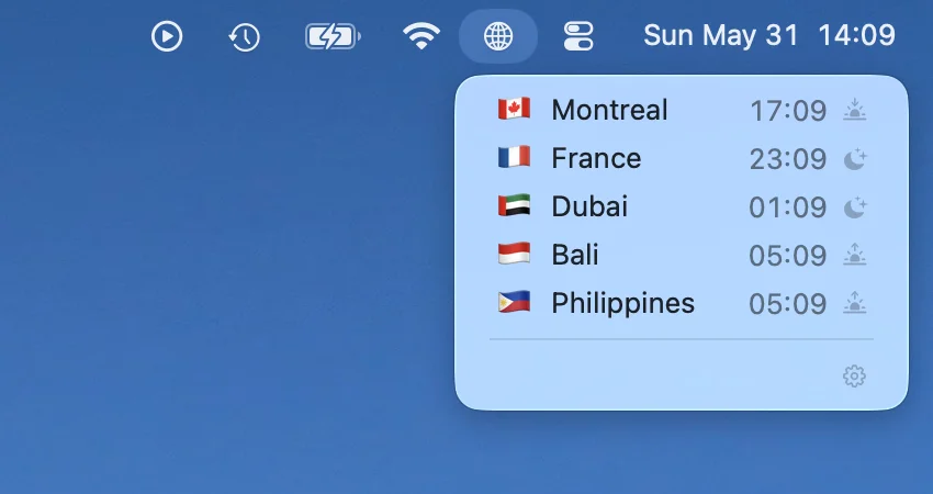 TZBar world clock menu